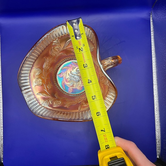 Vintage Dugan Marigold Carnival Glass Windflower Nappy Dish, Sauce Server - Picture 11 of 13